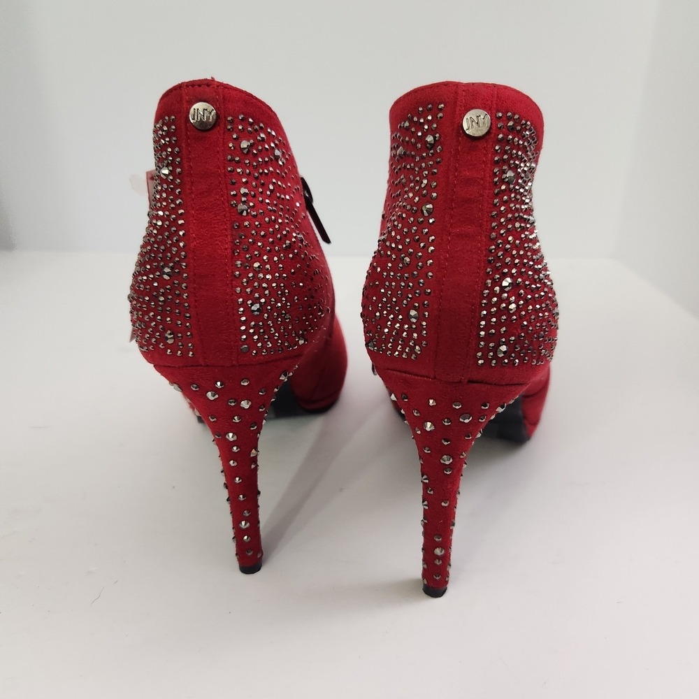 Jones New York Montrose Studded Red Maroon Booties Sz 9.5, 4in Heels EUC - Picture 3 of 16